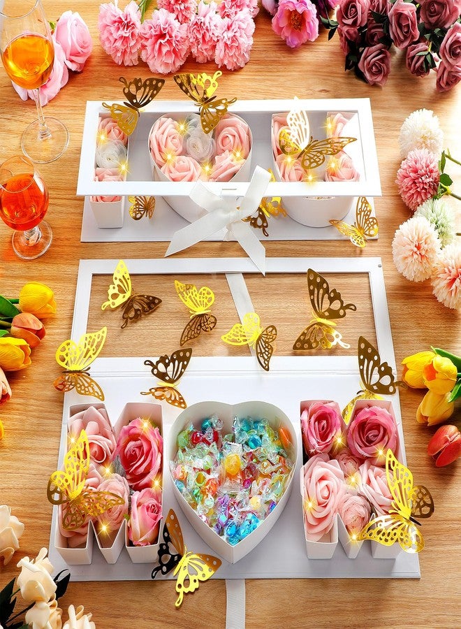 Vertintong 2 Sets Mother's Day Gift Empty Mom Fillable Flower Gift Boxes I Love U Cardboard Letter Shaped Fillable Packaging Box with 24 Pcs Gold Butterfly Decoration for Mother's Day Birthday(White) - Image 2